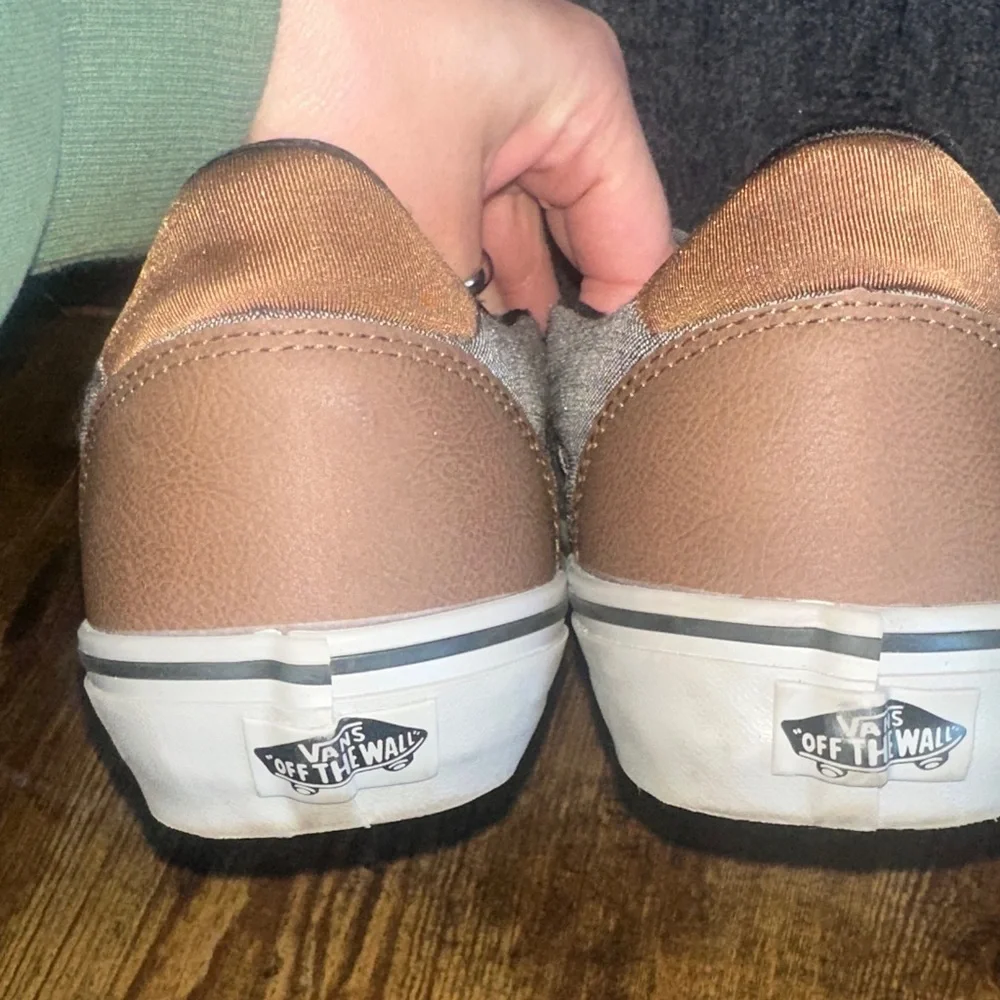 Vans Asher Deluxe Men’s Slip-On Textile Skate Shoes Grey Black Brown Size 10